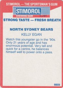 1990 Stimorol NRL #96 Kelly Egan Back